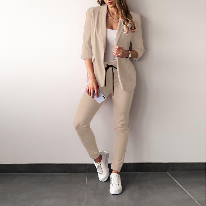 Damen nan zweiteiliges Blazer-Jogger-Set mit tailliertem Blazer und elastischer Bundhose Echo Archiv