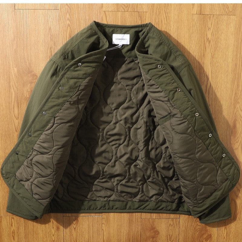 Herren Lässige Steppjacke mit Druckknöpfen Echo Archiv