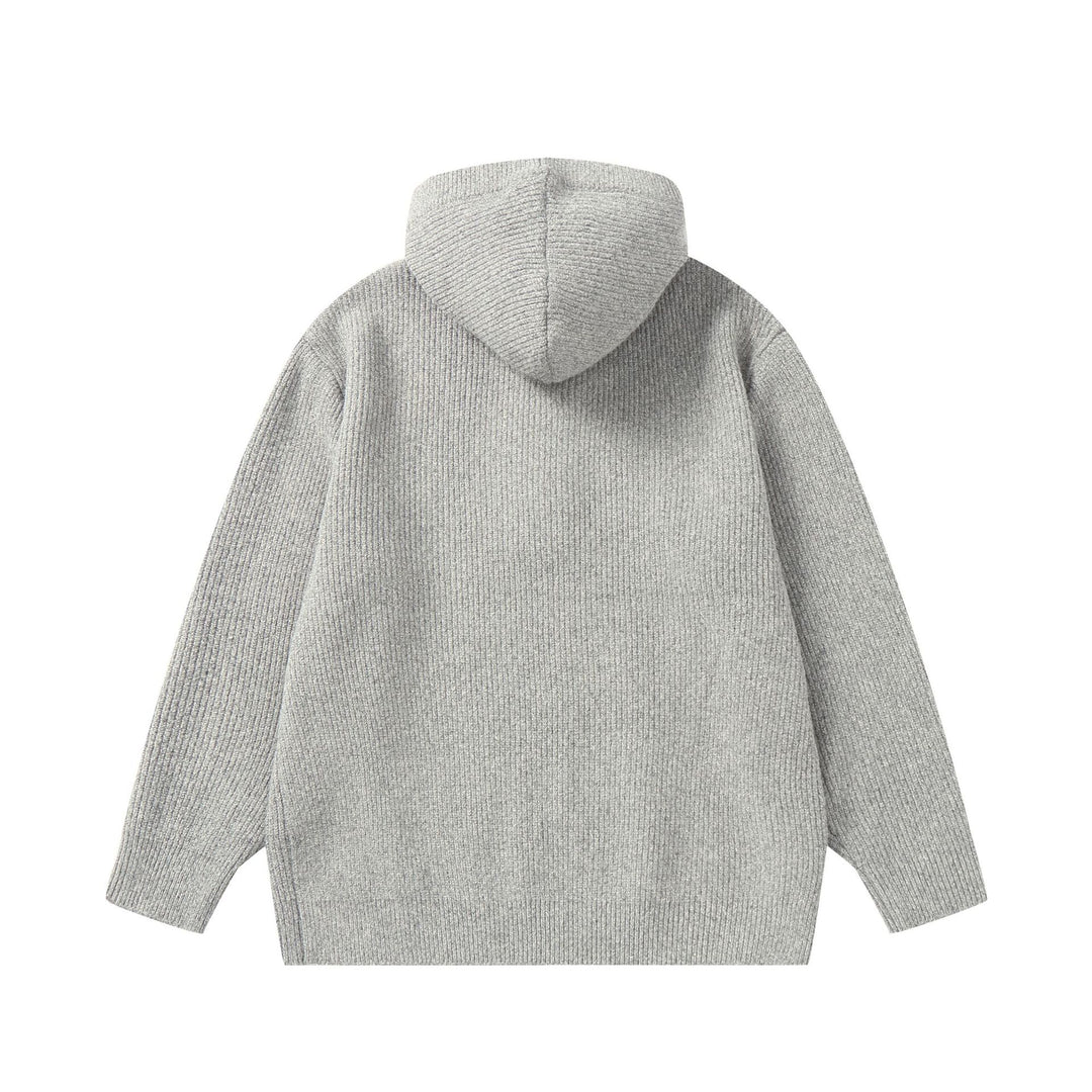 Unisex Gerippter Strick-Hoodie mit Halbknopfblende und Oversize-Schnitt Echoarchiv