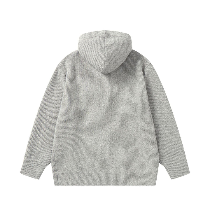Unisex Gerippter Strick-Hoodie mit Halbknopfblende und Oversize-Schnitt Echoarchiv