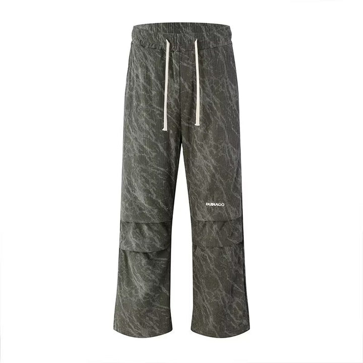 Herren Weite Cargo-Baggy-Hose mit Tunnelzugbund, Pattentaschen & technischem Marble-Print Echoarchiv