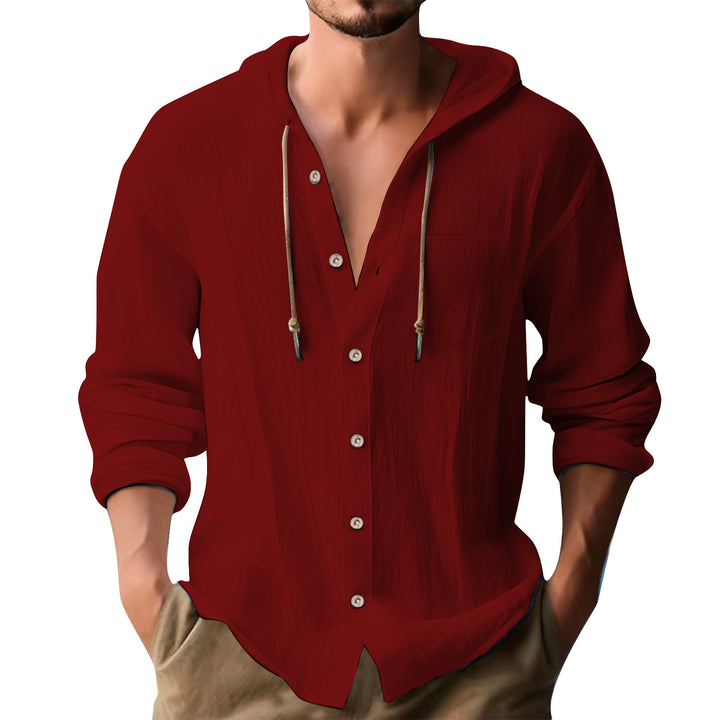 Herren lässiges Kapuzenshirt mit Knopfleiste und praktischen Taschen Echoarchiv