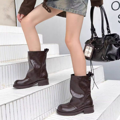 Damen Modische Stiefel mit Blockabsatz Echo Archiv