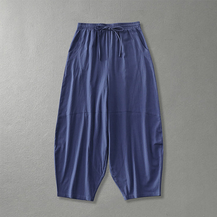 Damen weite Haremshose aus leichtem Satin mit Tunnelzug und seitlichen Taschen Echoarchiv