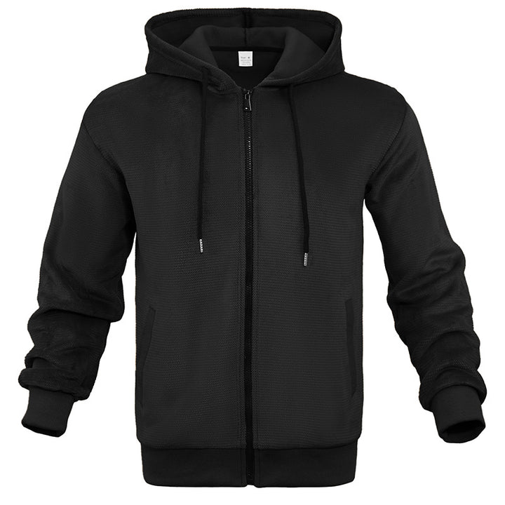 Herren Strukturiertes Kapuzen-Sweatshirt mit Vollzip, Seitentaschen und Rippbündchen Echoarchiv