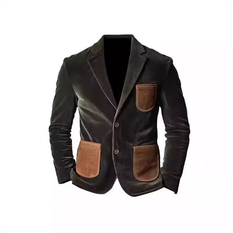 Herren eleganter Cord-Blazer mit Kontrasttaschen Echoarchiv