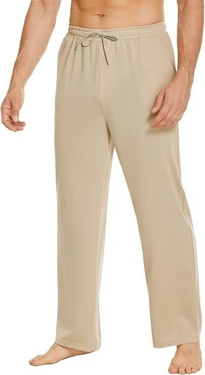 Herren locker fallende Loungehose aus softem Jersey mit Kordelzug, elastischem Bund und geradem Bein – Sorevano