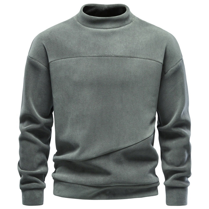 Herren Kuscheliger Microfleece Pullover mit Stehkragen und schrägen Ziernähten Echoarchiv