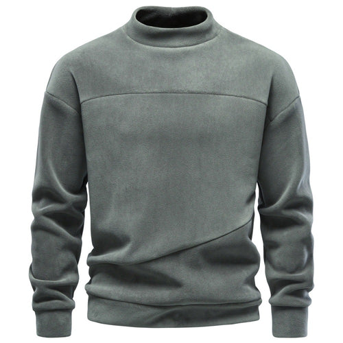 Herren Kuscheliger Microfleece Pullover mit Stehkragen und schrägen Ziernähten Echoarchiv