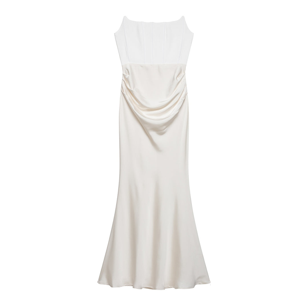 Damen langes Satin Abendkleid mit elegantem Drapé Echo Archiv