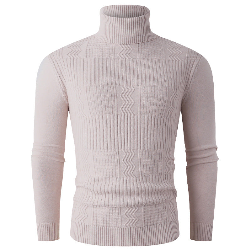Herren Rollkragenpullover aus Feinstrick mit strukturiertem Jacquardmuster und tailliertem Schnitt Echo Archiv