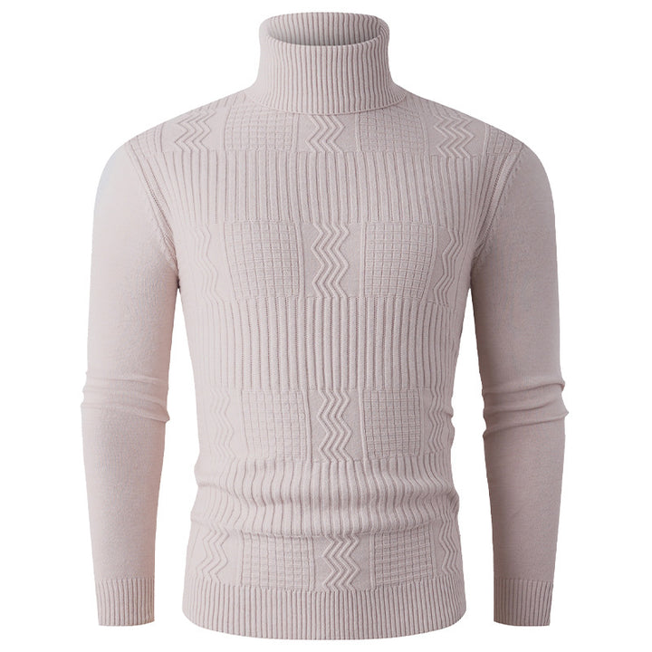 Herren Rollkragenpullover aus Feinstrick mit strukturiertem Jacquardmuster und tailliertem Schnitt Echo Archiv
