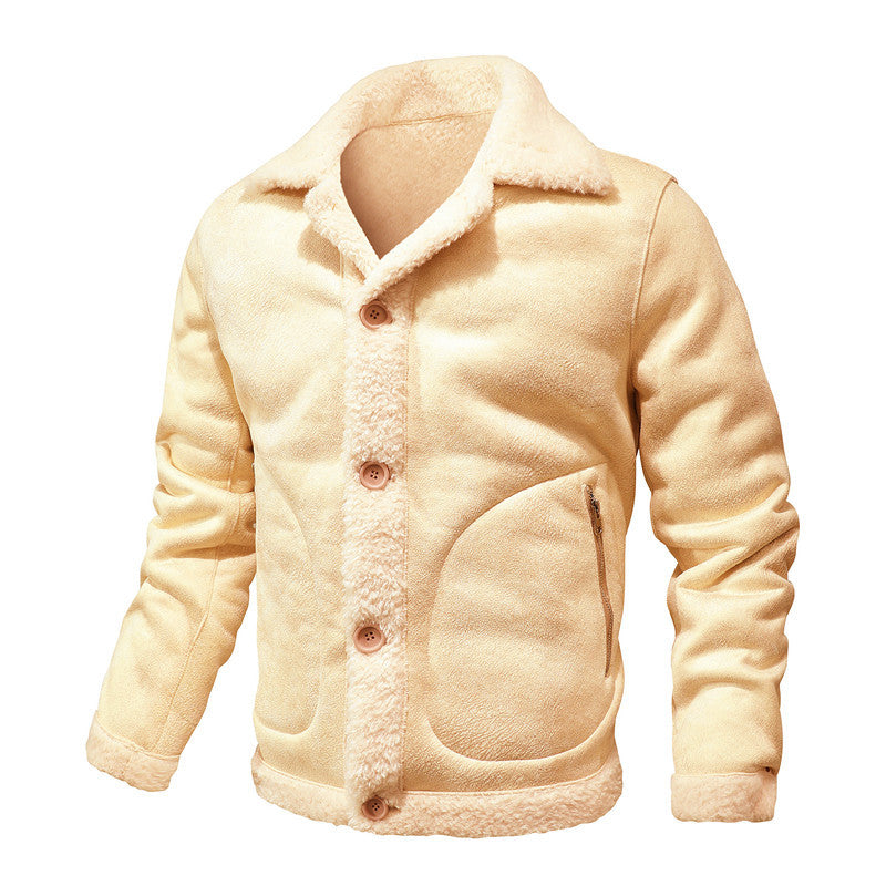 Herren Jacke im Aviator‑Stil mit Teddyfutter, Kunstvelours & Reißverschlusstasche Echoarchiv