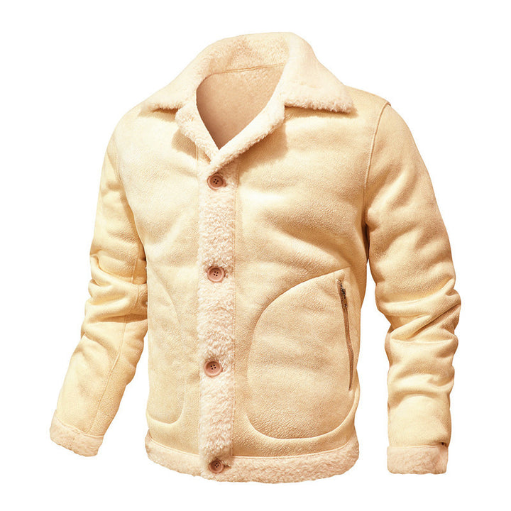 Herren Jacke im Aviator‑Stil mit Teddyfutter, Kunstvelours & Reißverschlusstasche Echoarchiv