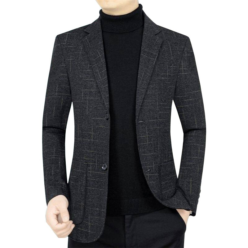 Herren Slim-Fit Sakko aus Wollmischung mit dezentem Karomuster – Tianoro