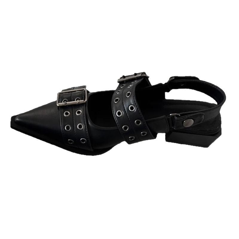 Damen Spitz zulaufende Slingback‑Flats mit doppelten Ösen‑Riemen und verstellbarer Schnalle – Lioré