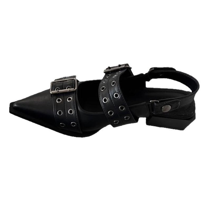 Damen Spitz zulaufende Slingback‑Flats mit doppelten Ösen‑Riemen und verstellbarer Schnalle – Lioré