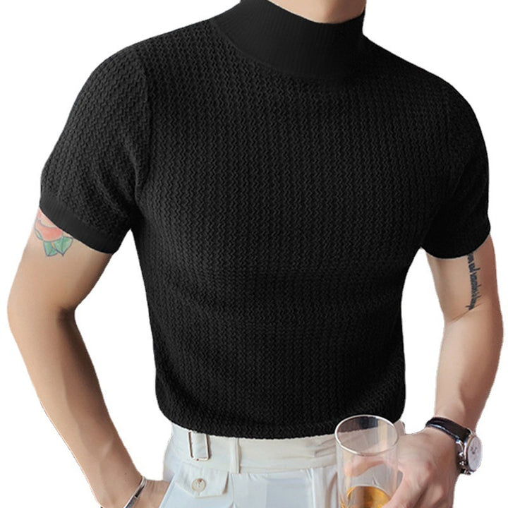 Herren nan Kurzarm Feinstrickshirt mit Stehkragen Echo Archiv