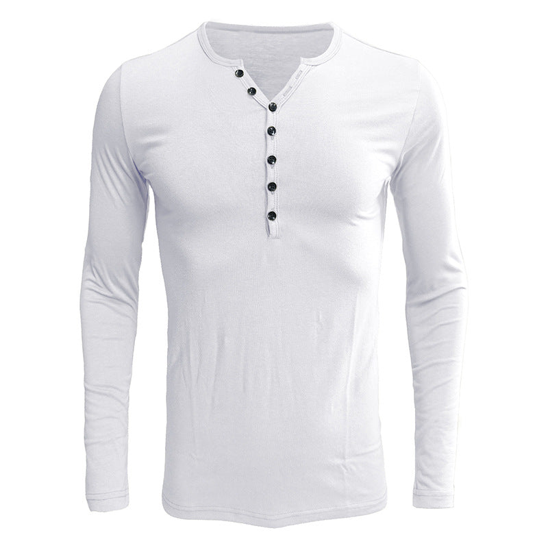 Herren Langarm-Henley-Shirt aus weichem Jersey mit modischem Knopfdesign Echoarchiv