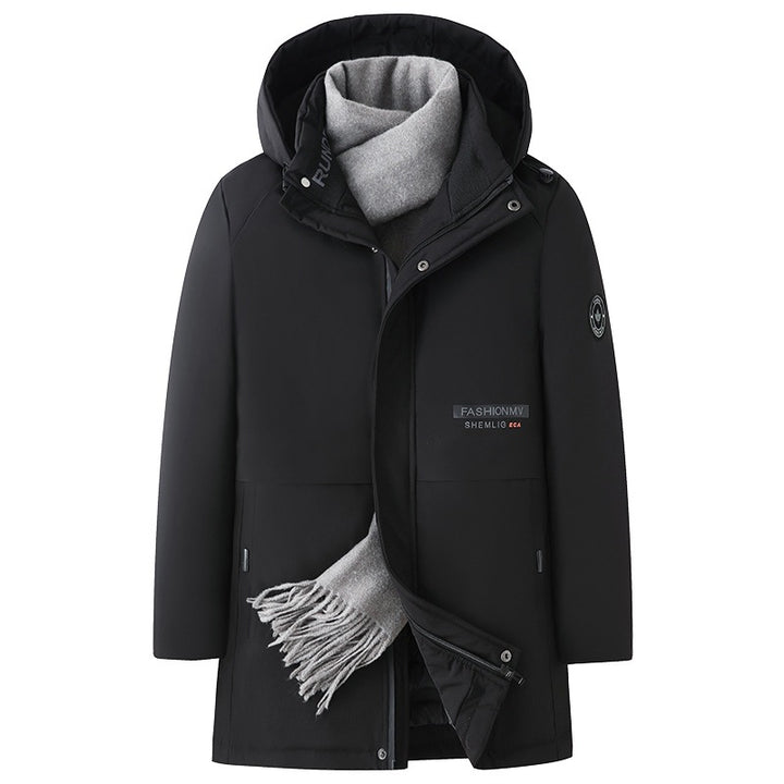 Herren mittellanger Thermoparka mit Kapuze, wind- und wasserabweisender Performance-Außenhülle – Marzano