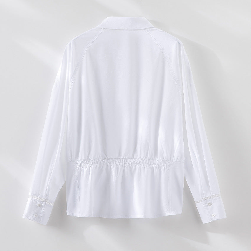 Damen Baumwollbluse mit seitlichen Raffungen und legerer Oversize-Silhouette Echoarchiv