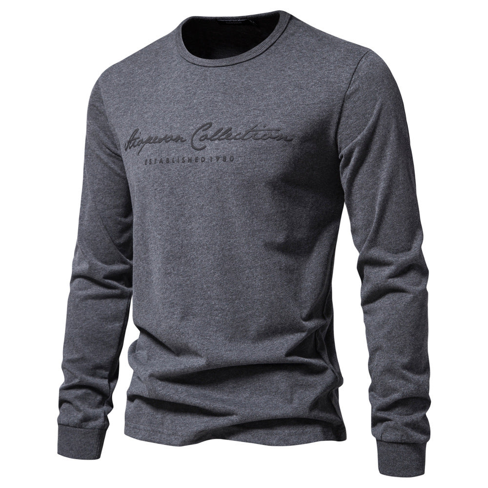 Herren nan minimalistisches Rundhals-Sweatshirt aus Baumwollmischung mit gerippten Bündchen Echo Archiv