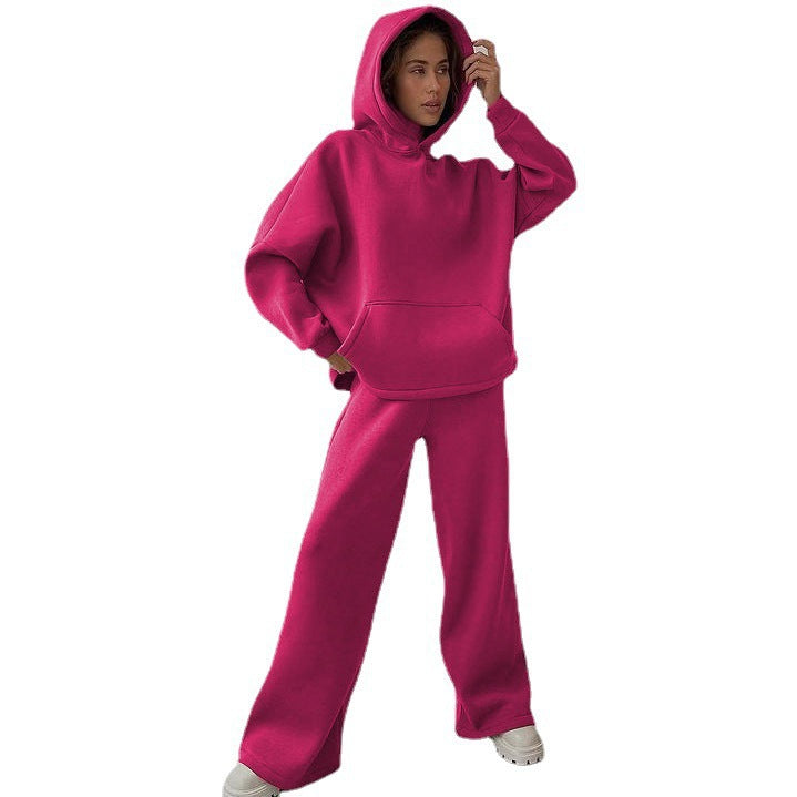 Damen nan Cozy-Komplettset mit extraweichem Oversize-Hoodie, Kängurutasche und High-Waist Palazzo-Sweathose Echo Archiv
