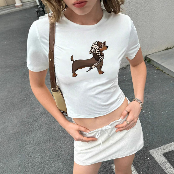 Damen T-Shirt mit originellem Tiermotiv und figurbetontem Schnitt Echo Archiv