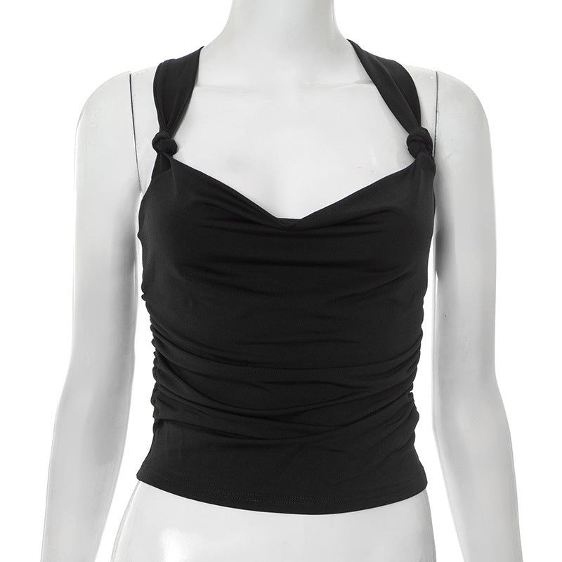 Damen modisches Top mit Knoten-Detail und Raffungen Echo Archiv