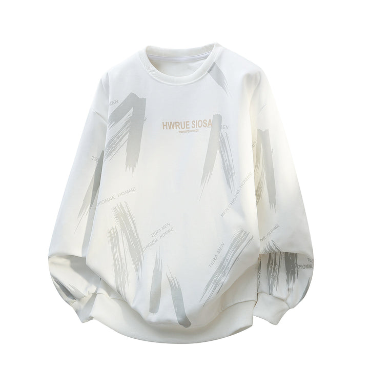 Herren Oversize Rundhals-Sweatshirt mit Pinselprint & elastischen Bündchen Echoarchiv