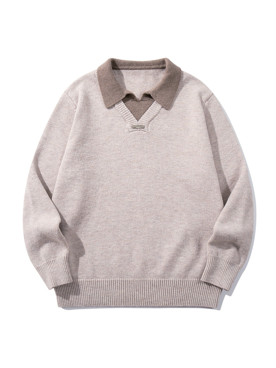 Herren Boxy-Strickpullover mit Polokragen und V‑Einsatz Echoarchiv
