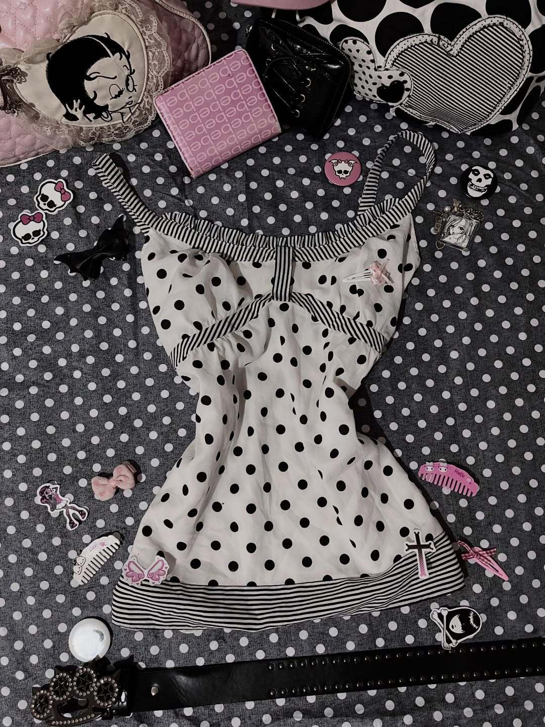 Damen Charmantes Polka-Dots Top Echo Archiv