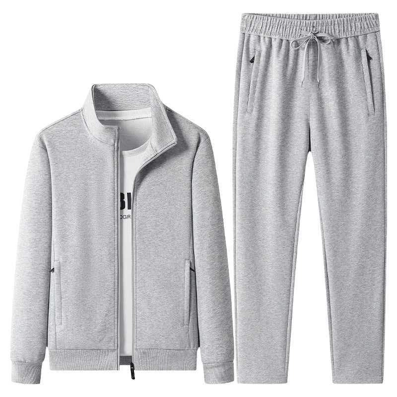 Herren Freizeit-Trainingsanzug Set mit Stehkragen Reißverschlussjacke und Jogginghose aus French Terry – Marzano