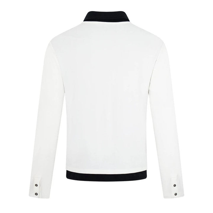 Herren Langarm-Poloshirt mit asymmetrischer Knopfleiste und kontrastierendem Kragen Echoarchiv