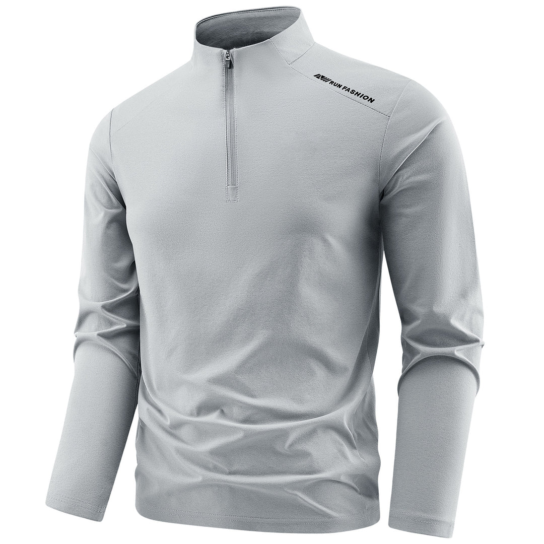 Herren Langarm-Performance-Halbzip-Trainingsshirt mit Stehkragen und atmungsaktivem Funktionsmaterial Echoarchiv