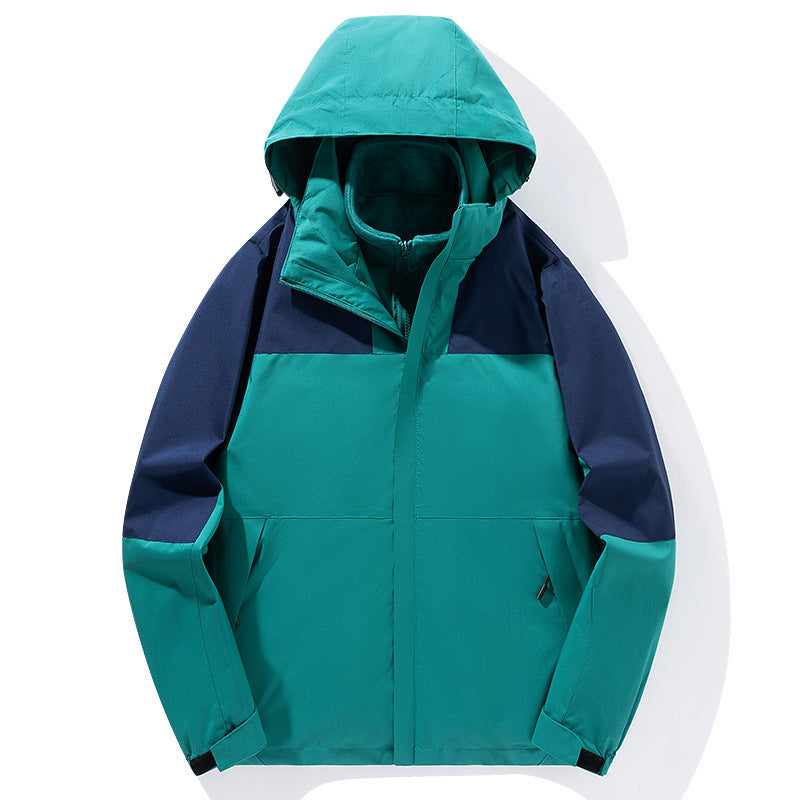Herren Zwei-Lagen Softshell Trekkingjacke mit fester integrierter Kapuze und fleecegefüttertem Kragen – Taviero