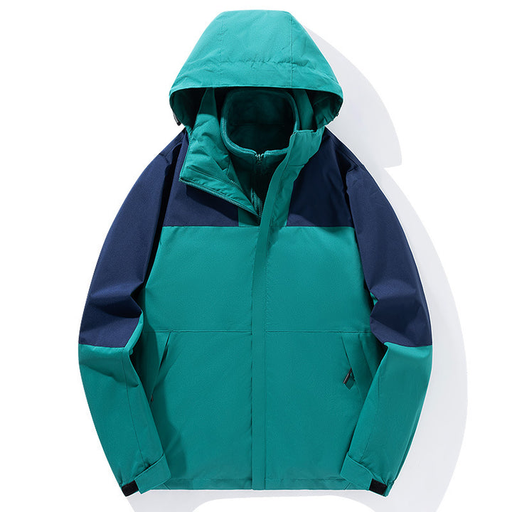 Herren Zwei-Lagen Softshell Trekkingjacke mit fester integrierter Kapuze und fleecegefüttertem Kragen – Taviero
