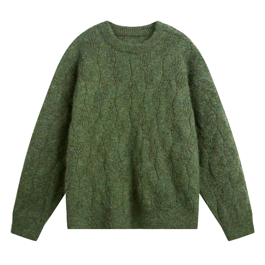 Unisex Oversize Zopfmuster-Strickpullover mit Rundhals und texturierter Struktur Echo Archiv