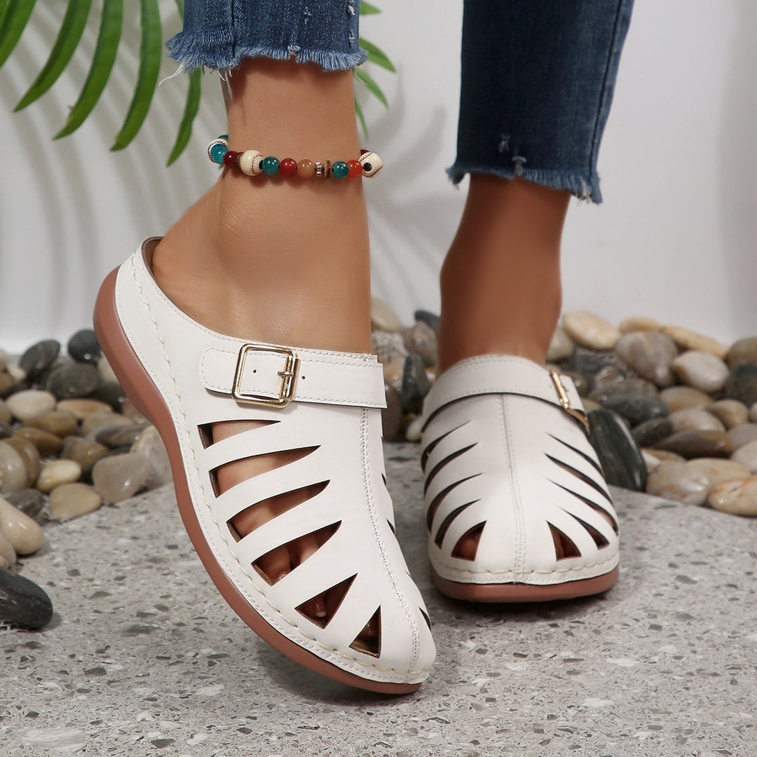 Damen Geschlossene Riemen-Pantoletten mit Cut-Outs und verstellbarer Schnalle – Lioré