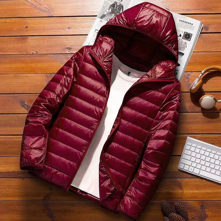 Herren nan ultraleichte Kapuzen-Steppjacke mit Packfunktion und winddichtem Shell Echo Archiv