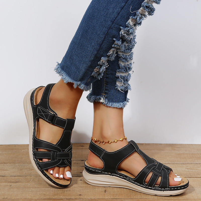 Damen Bequeme orthopädische Klett-Sandalen mit gepolsterter Plateau-Sohle – Sorelia
