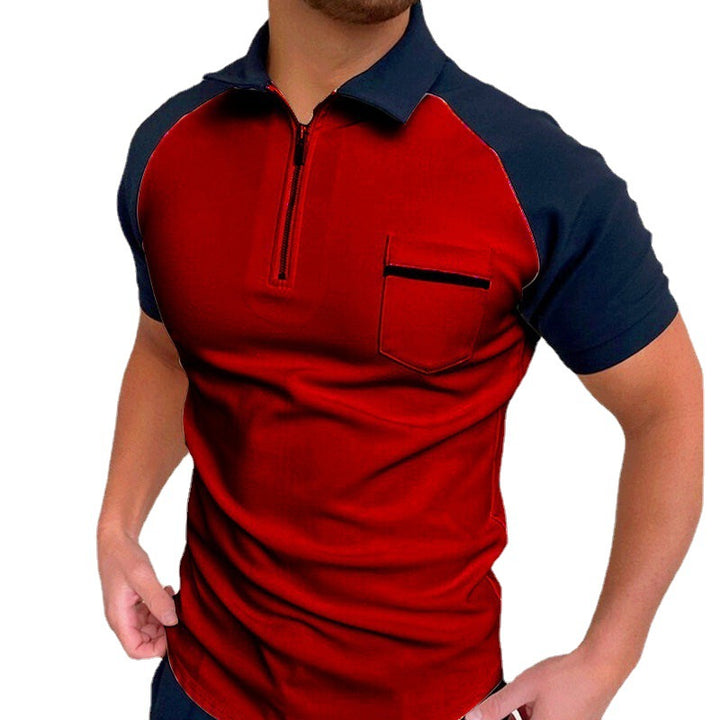 Herren Kurzarm Poloshirt mit funktionalem Reißverschluss und Brusttasche Echoarchiv
