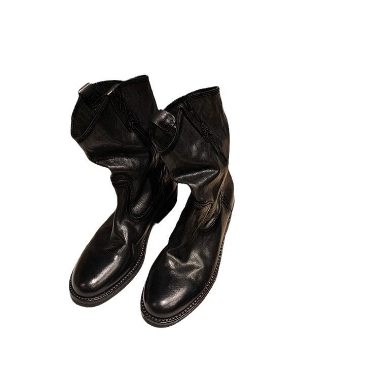 Damen lässige Cowboystiefel aus echtem Glattleder mit weichem, geschlitztem Schaft Echo Archiv