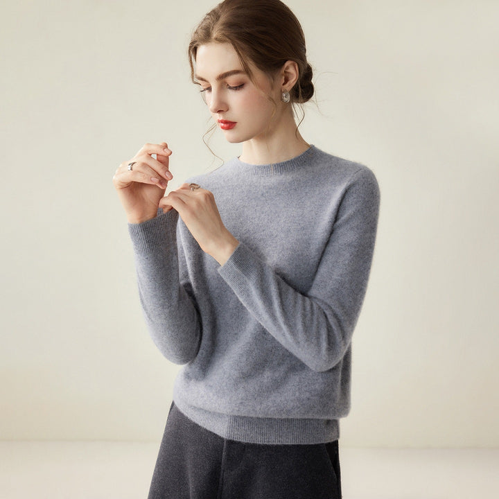 Damen Leichter Rundhalspullover aus Kaschmir‑Look mit extrafeinem Flor und geripptem Saum Echoarchiv