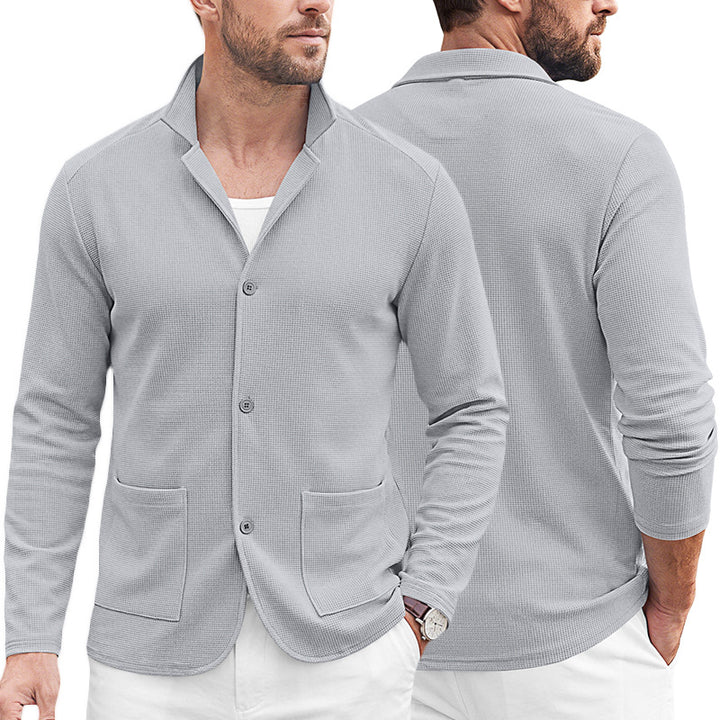 Herren Strickblazer-Cardigan mit Strukturstrick und aufgesetzten Taschen – Tianoro