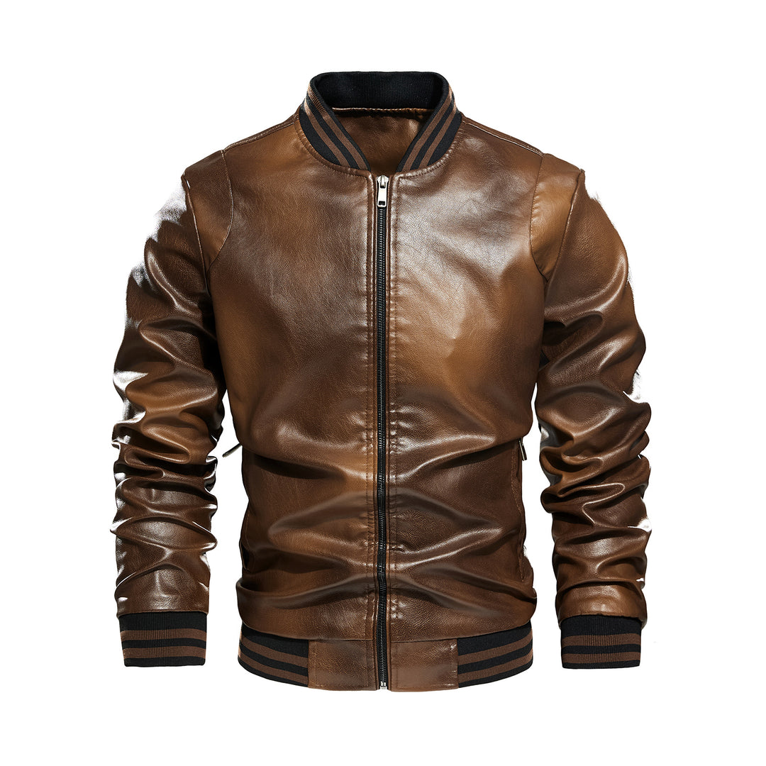 Herren klassische Lederjacke mit elastischen Rippbündchen Echoarchiv