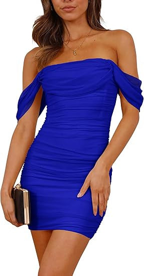 Damen figurbetontes Wickelkleid mit schulterfreiem Design Echo Archiv