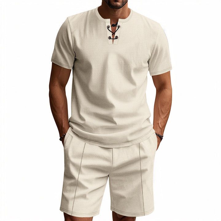 Herren lässiges Kurzarm-Set mit Knopfleiste und sportlichem Design Echoarchiv