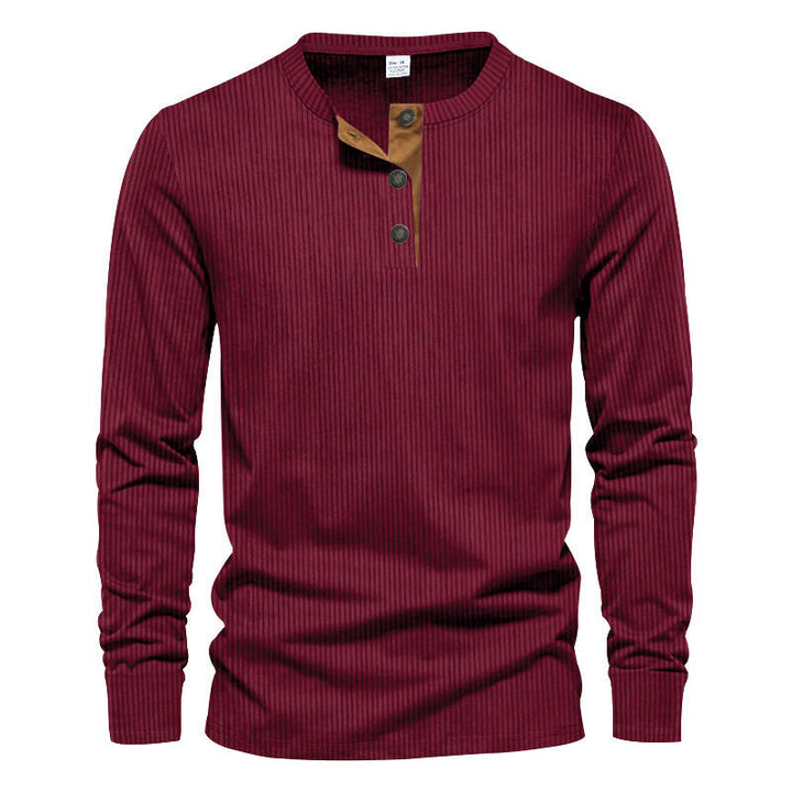 Herren Langarm-Henley-Shirt mit strukturiertem Design Echoarchiv
