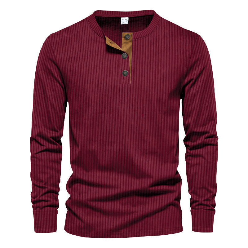 Herren Langarm-Henley-Shirt mit strukturiertem Design Echoarchiv